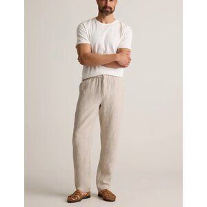 NWT Caribbean Mens Linen Elastic Pants 40x32 Beige Resort Travel Sustainable